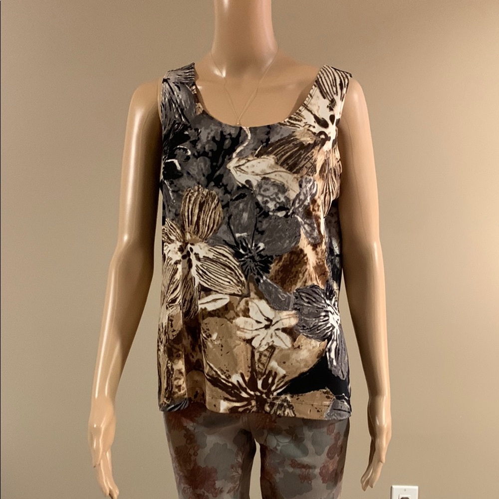 additions by Chico floral Sleeveless Top - Brown and Black size 2